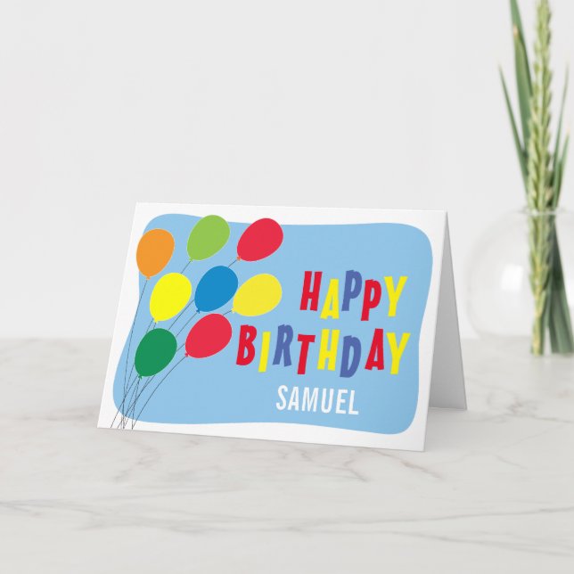 Happy Birthday Colorful Balloons Boys Birthday Card (Front)