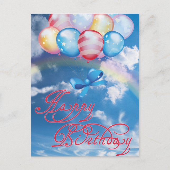 Happy birthday colorful balloons card (Front)