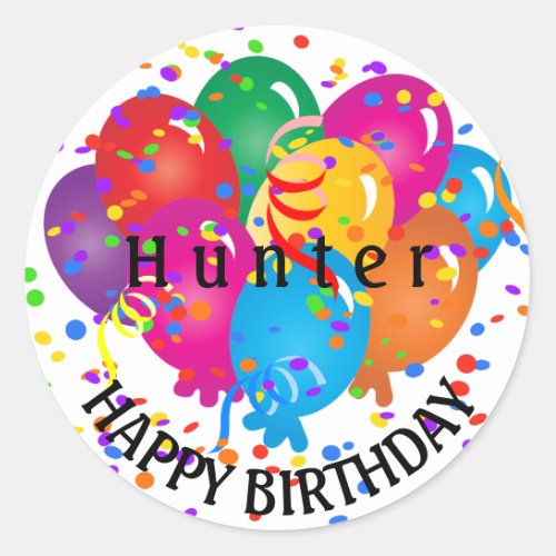 Happy Birthday Colorful Balloons Classic Round Sticker