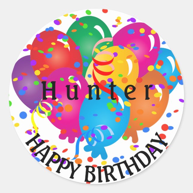 Happy Birthday Colorful Balloons Classic Round Sticker (Front)
