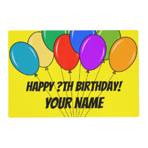 Happy Birthday colorful balloons custom placemats