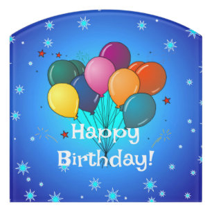 Happy Birthday, colorful balloons, Door Sign