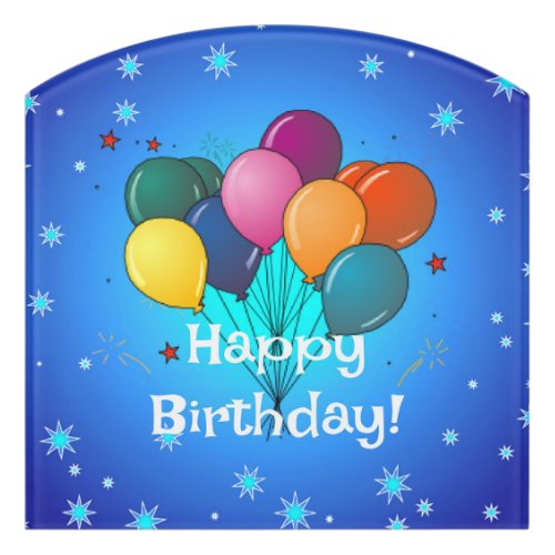 Happy Birthday colorful balloons Door Sign