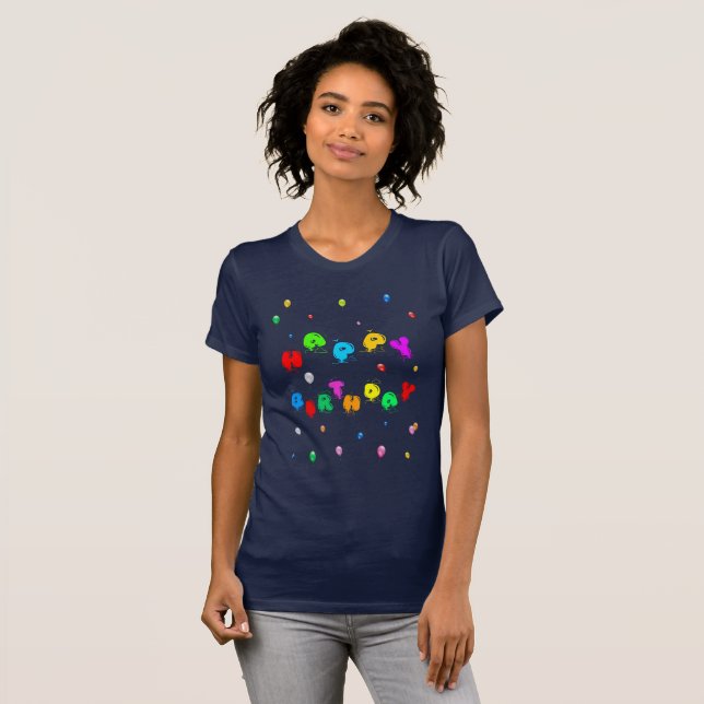 Happy Birthday Colorful Balloons funny T-Shirt (Front Full)