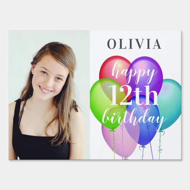Happy Birthday Colorful Balloons Outdoor Yard Sign (Back)