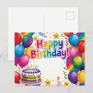 Happy Birthday colorful balloons Postcard