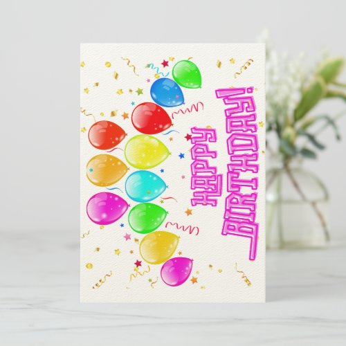 Happy Birthday colorful balloons Tarjeta plana