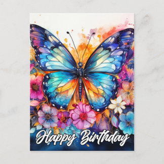 Happy Birthday | Colorful Beautiful Butterfly Postcard
