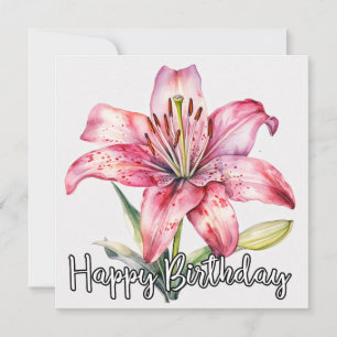Happy Birthday Colorful Blooming Lily Flower