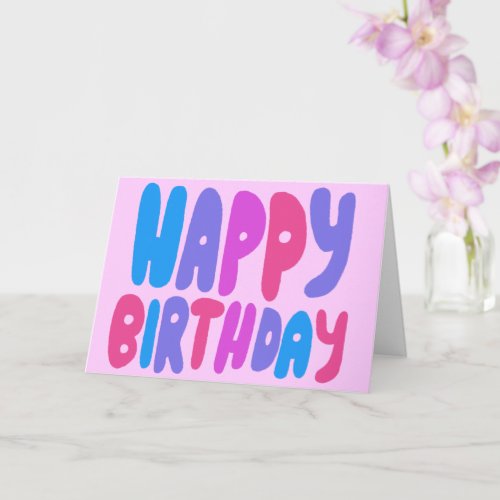 HAPPY BIRTHDAY Colorful Bubble Letters CUSTOM Bday Card