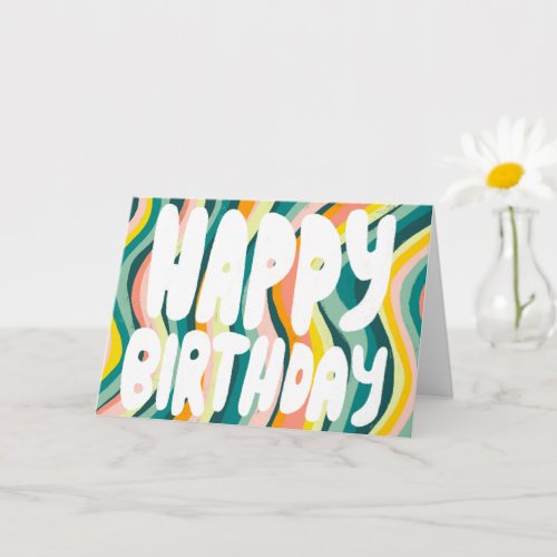 HAPPY BIRTHDAY Colorful Bubble Letters CUSTOM Bday Card