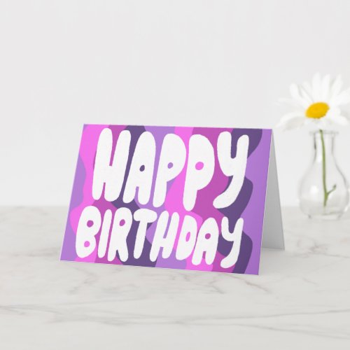 HAPPY BIRTHDAY Colorful Bubble Letters CUSTOM Bday Card