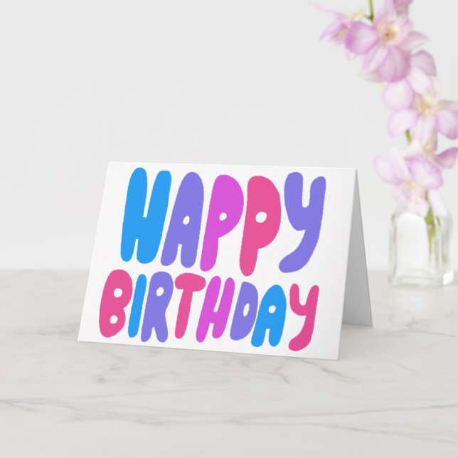 HAPPY BIRTHDAY Colorful Bubble Letters CUSTOM Bday Card (Orchid)