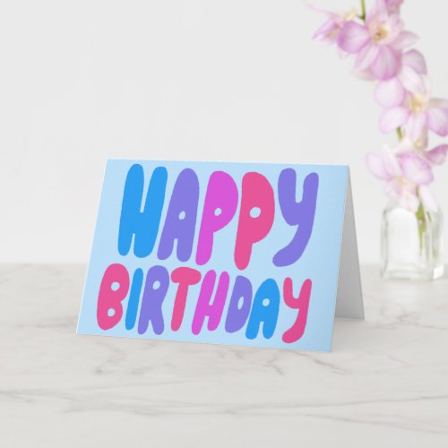 HAPPY BIRTHDAY Colorful Bubble Letters CUSTOM Bday Card