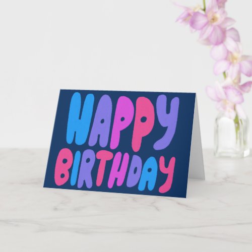 HAPPY BIRTHDAY Colorful Bubble Letters CUSTOM Bday Card