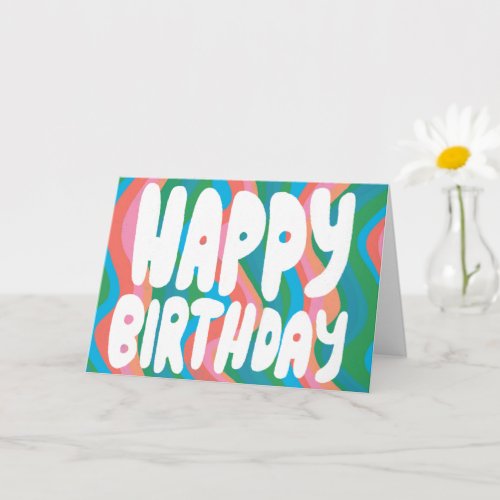 HAPPY BIRTHDAY Colorful Bubble Letters CUSTOM Bday Card