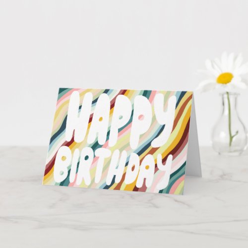 HAPPY BIRTHDAY Colorful Bubble Letters CUSTOM Bday Card