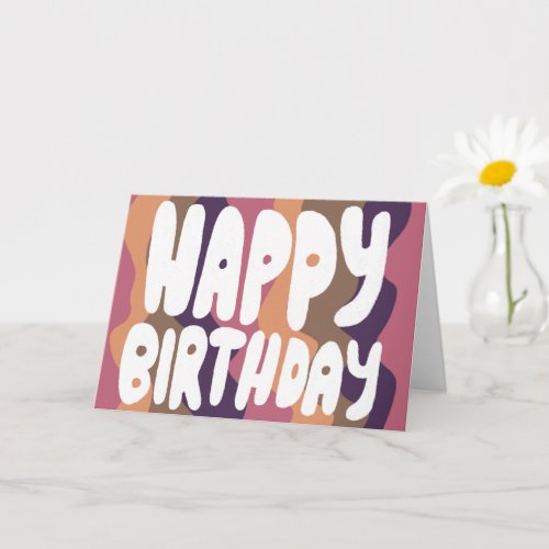 HAPPY BIRTHDAY Colorful Bubble Letters CUSTOM Bday Card