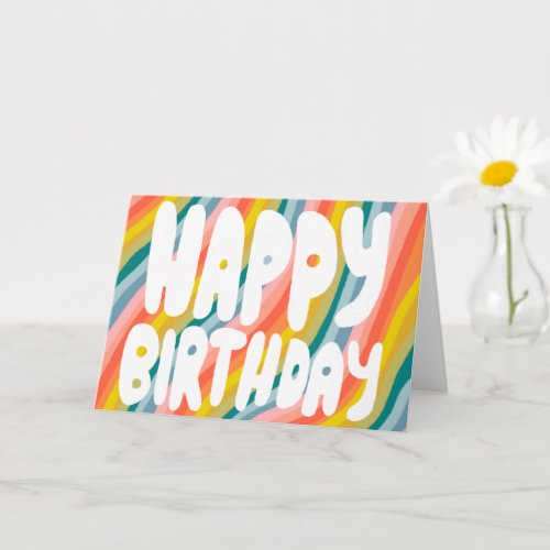 HAPPY BIRTHDAY Colorful Bubble Letters CUSTOM Bday Card