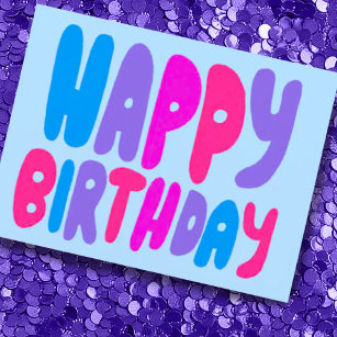 HAPPY BIRTHDAY Colorful Bubble Letters CUSTOM Bday Postcard