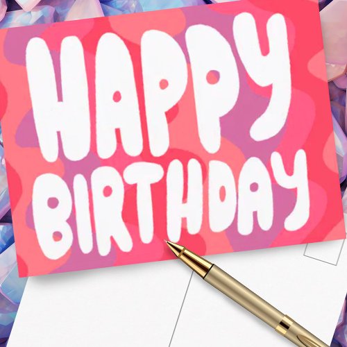 HAPPY BIRTHDAY Colorful Bubble Letters CUSTOM Bday Postcard