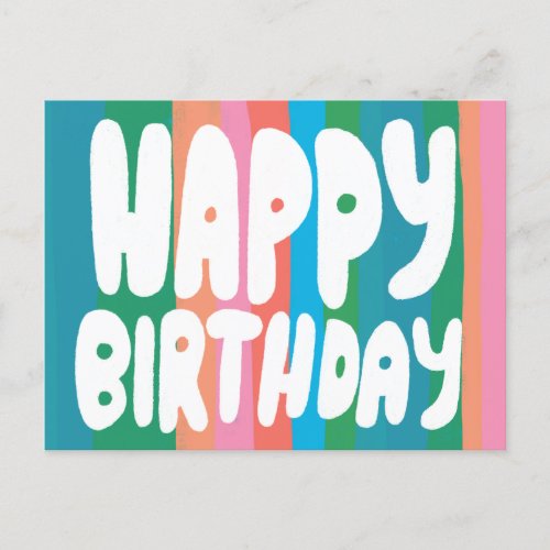 HAPPY BIRTHDAY Colorful Bubble Letters CUSTOM Bday Postcard