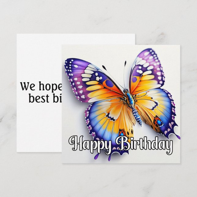Happy Birthday Colorful Butterfly Artwork (Front/Back)