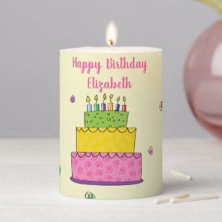 Happy Birthday Colorful Cake Confetti Party Candle
