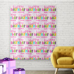 Happy Birthday Colorful Candles Personalized Tapestry<br><div class="desc">Personalized Happy Birthday photo booth backdrop lettered with colorful candles. The template is ready for you to personalize with a name or relation (Isabella / bestie / sister,  for example).</div>