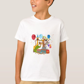 happy birthday colorful cartoon animal Zoo T-Shirt