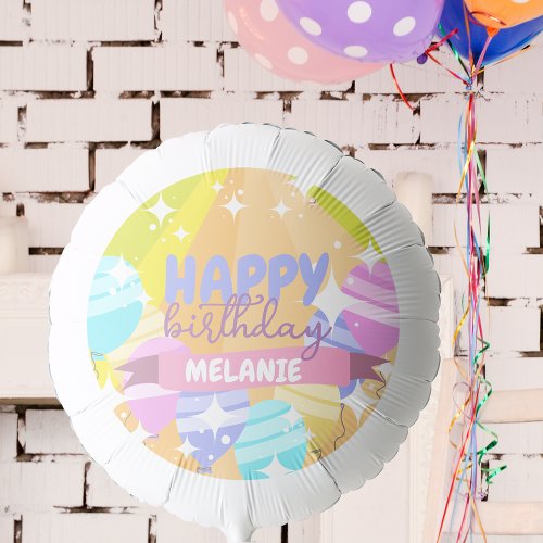 Happy Birthday Colorful Cartoon Balloons Sparkles