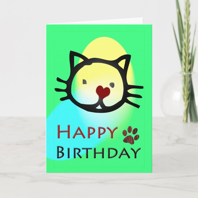 Happy Birthday Colorful Cats Paws Card (Front)