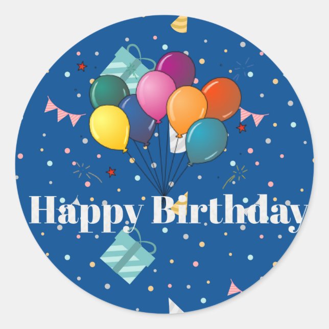 Happy Birthday, colorful celebration Classic Round Sticker (Front)