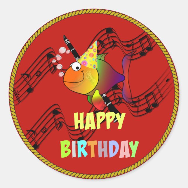 Happy Birthday, Colorful Celebration, Classic Round Sticker (Front)