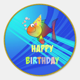 Happy Birthday, Colorful Celebration, Classic Round Sticker