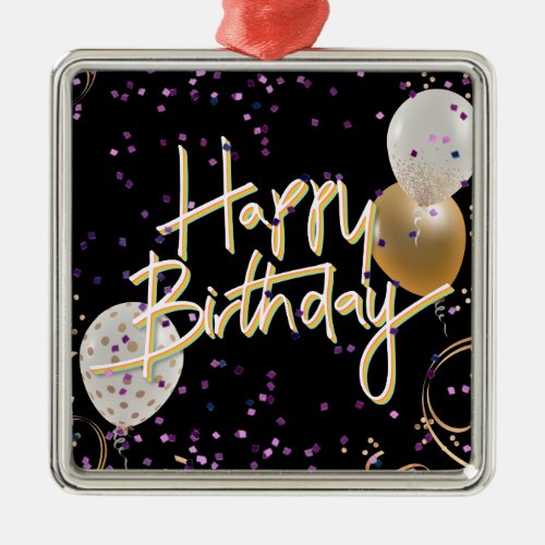 Happy Birthday Colorful Celebration design Metal Ornament