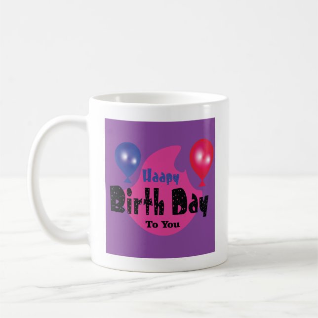 Happy Birthday – Colorful Celebration Party Design Coffee Mug (Left)