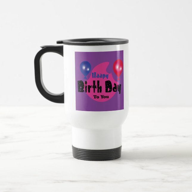 Happy Birthday – Colorful Celebration Party Design Travel Mug (Left)