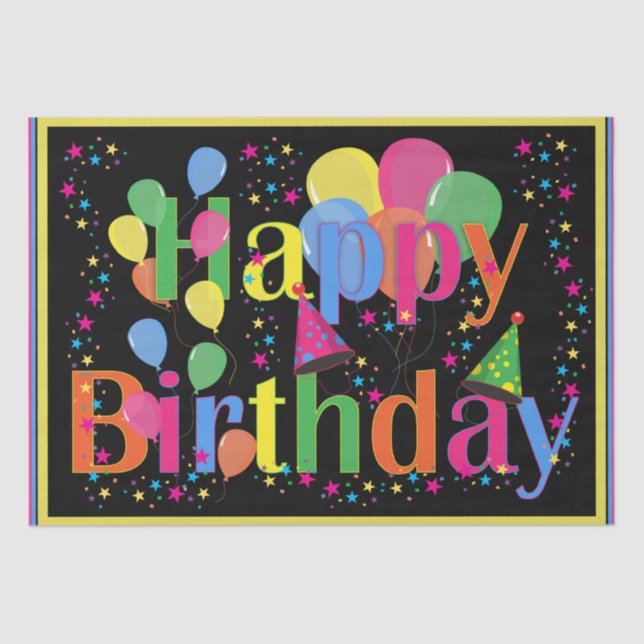 Happy Birthday Colorful Celebration Tissue Paper (Front)