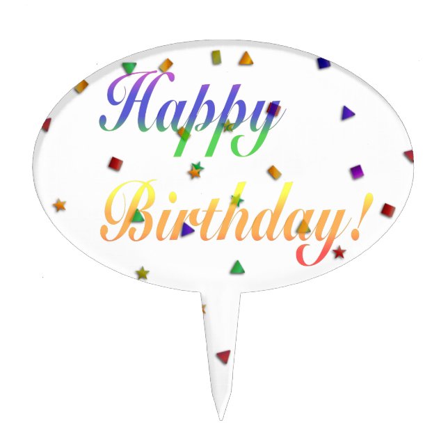 Happy Birthday Colorful Confetti Cake Pick (Front)