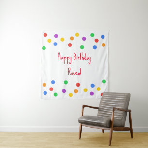 Happy Birthday Colorful Confetti Party Tapestry