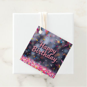 Happy Birthday Colorful Confetti & Sweets Favor Tags