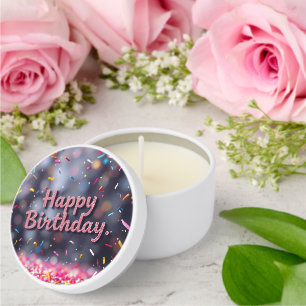 Happy Birthday Colorful Confetti & Sweets Mini Candle Favors