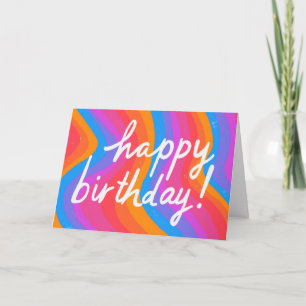 HAPPY BIRTHDAY Colorful Cool & Fun Stripes CUSTOM Card