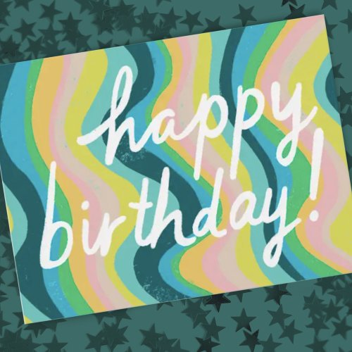 HAPPY BIRTHDAY Colorful Cool  Fun Stripes Postcard