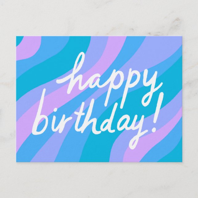 HAPPY BIRTHDAY Colorful Cool & Fun Stripes Postcard (Front)