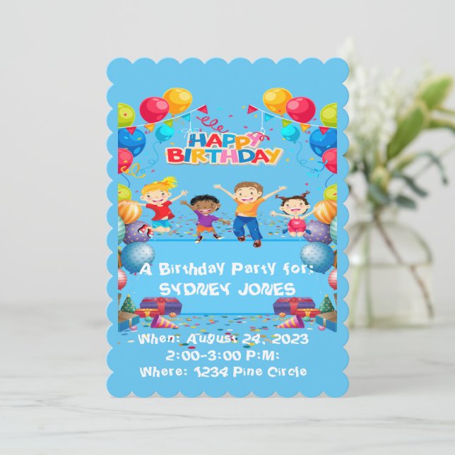 Happy Birthday Colorful Flat Card Invitation  (Standing Front)