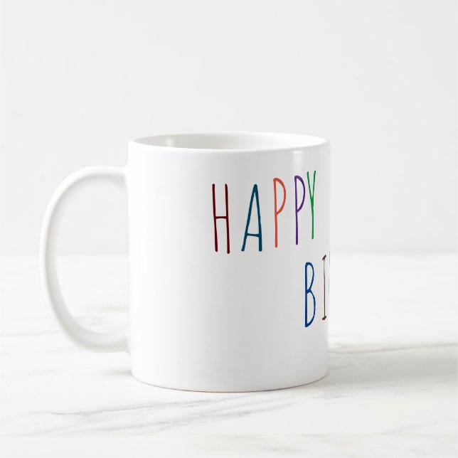 Happy Birthday Colorful Font  Coffee Mug (Left)