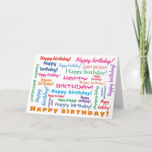 Happy Birthday Colorful Fun Bright Word Cloud Card