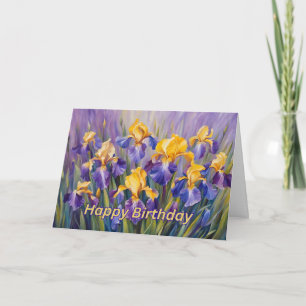 Happy Birthday Colorful Iris Flowers Card